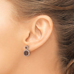 Sterling Silver Rose-tone Black Rhodium-plated CZ Fancy Post Earrings