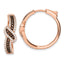 Black Cubic Zirconia Fancy Hoop Earrings in Rose-Tone Sterling Silver, 25mm Hinged - Sophia Jewelers