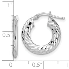 Sterling Silver Rhodium-plated 2x18mm D/C Knife-edge Tube Hoop Earrings
