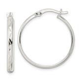 Sterling Silver Polished and Diamond-cut Circle Hoop Earrings