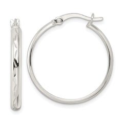 Sterling Silver Polished and Diamond-cut Circle Hoop Earrings