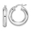 Sterling Silver Rhodium-plated 5x24mm Octagon Tube Hoop Earrings