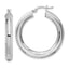 Smooth Octagon Tube Hoop Earrings in Sterling Silver, 34mm Diamond-Cut - Sophia Jewelers