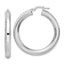 Octagon Tube Hoop Earrings in Sterling Silver, 38mm Diamond-Cut - Sophia Jewelers