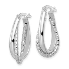 Sterling Silver Rhodium-plated Polished Double Oval Hoop Earrings