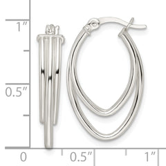 Sterling Silver Polished Triple Oval Hoop Earrings