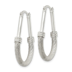 Sterling Silver Textured Teardrop Hoop Earrings