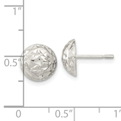 Sterling Silver Polished D/C Textured Post Earrings