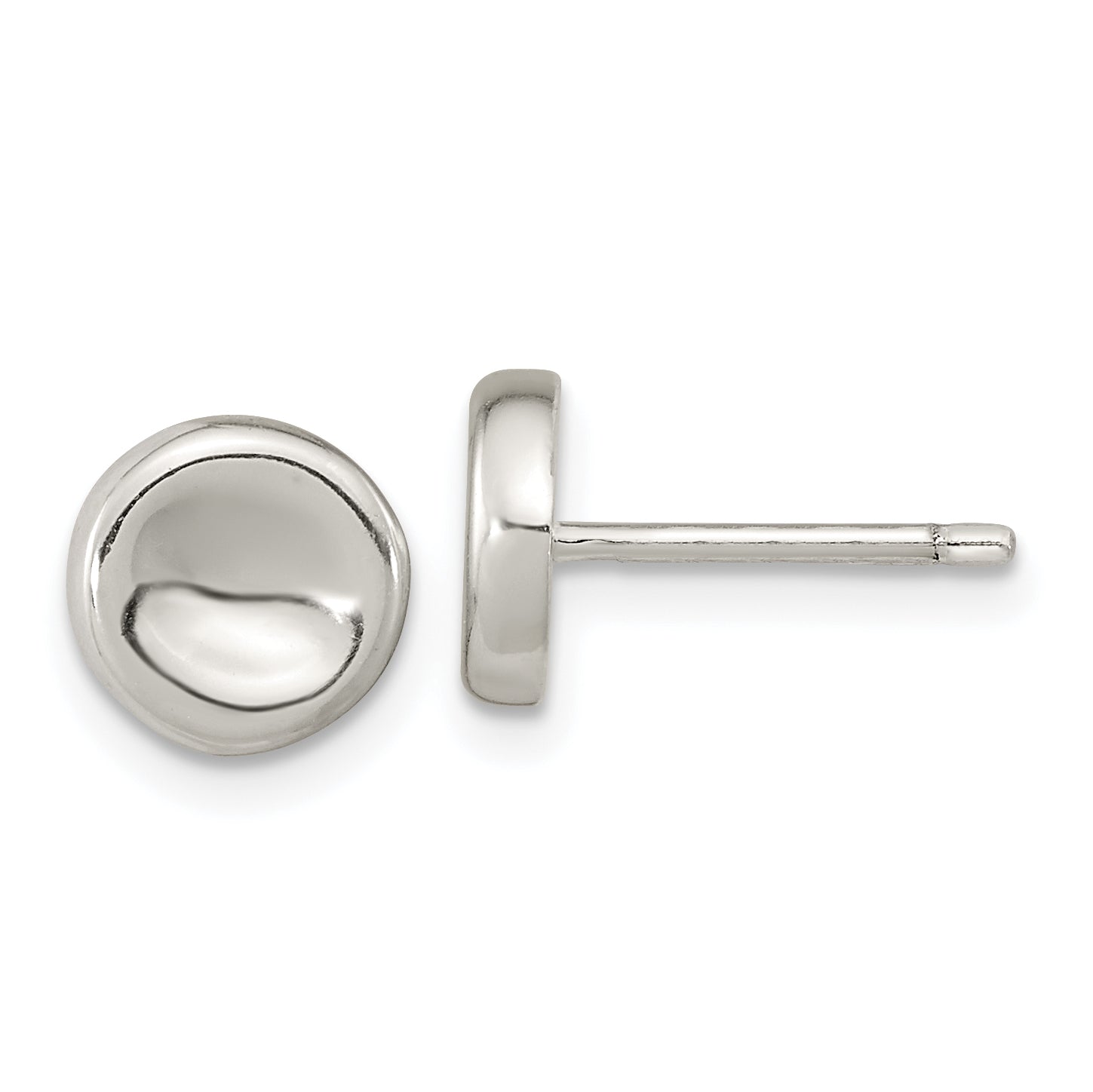Sterling Silver Polished Puffed Circle Post Earrings