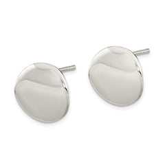 Sterling Silver Polished 12mm Flat Circle Post Earrings