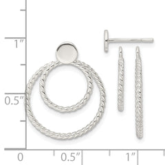 Sterling Silver w/2 Circle Jackets Button Post Earrings