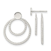 Sterling Silver w/2 Circle Jackets Button Post Earrings