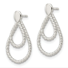 Sterling Silver w/2 Teardrop Jackets Button Post Earrings