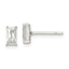 Sterling Silver Polished 6x3mm Emerald-shape CZ Stud Earrings