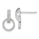 Sterling Silver Rhodium-plated Polished CZ Circle Post Dangle Earrings