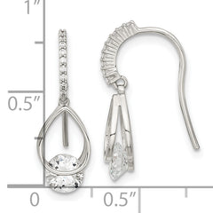 Sterling Silver Rhodium-plated Polished Fancy CZ Dangle Earrings