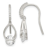 Sterling Silver Rhodium-plated Polished Fancy CZ Dangle Earrings