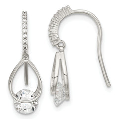 Sterling Silver Rhodium-plated Polished Fancy CZ Dangle Earrings