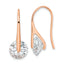 Sterling Silver Rose-tone Polished Round CZ Dangle Earrings