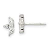 Sterling Silver Polished Marquise CZ Flower Post Earrings