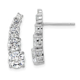 Sterling Silver Rhodium-plated Polished Graduated CZ Post Earrings