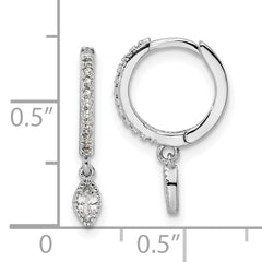 Sterling Silver Rhodium-plated Polished CZ Hinged Hoop Earrings