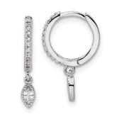 Sterling Silver Rhodium-plated Polished CZ Hinged Hoop Earrings