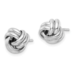 Sterling Silver Rhodium-plated Post Love Knot Earrings