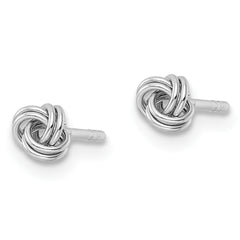 Sterling Silver Rhodium-plated Post Love Knot Earrings