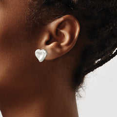 Sterling Silver Polished Puffed Heart Post Earrings