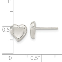 Sterling Silver Polished Puffed Heart Post Earrings