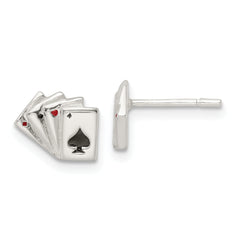 Sterling Silver Polished Playing Cards Post Earrings