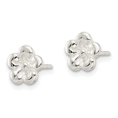 Sterling Silver Polished Flower Post Earrings