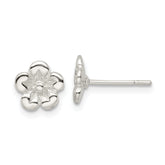 Sterling Silver Polished Flower Post Earrings