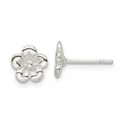 Sterling Silver Polished Flower Post Earrings