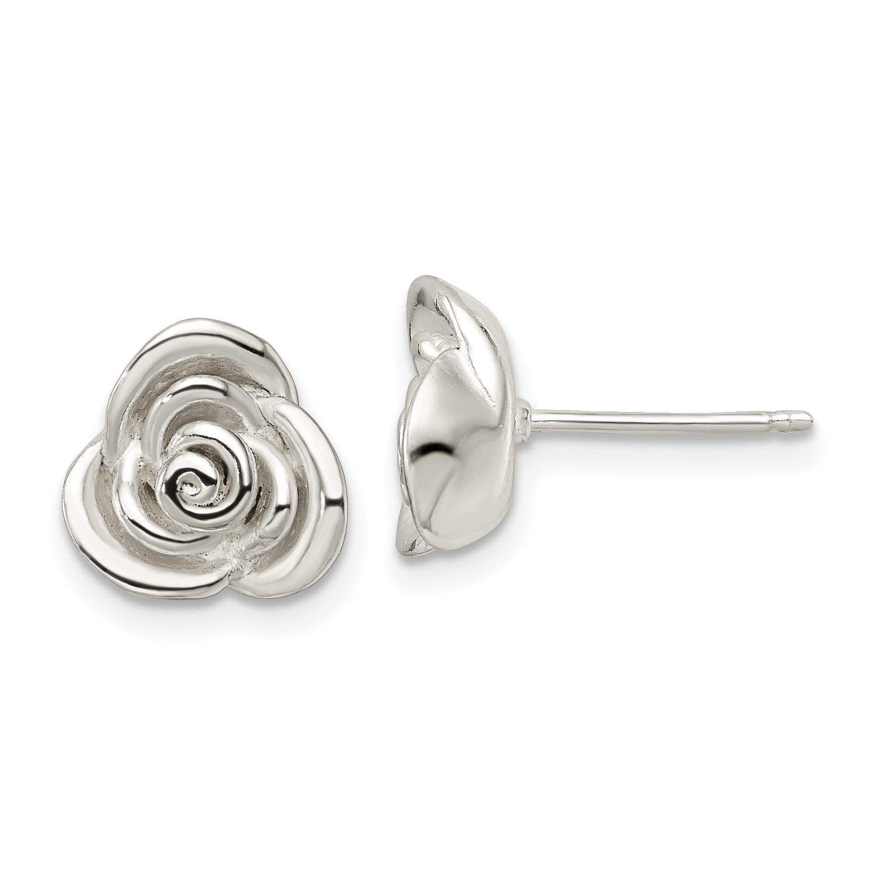 Sterling Silver Polished Rose Post Earrings