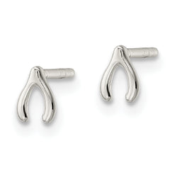 Sterling Silver Polished Wish Bone Post Earrings