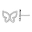 Sterling Silver Rhodium-plated Polished CZ Open Butterfly Post Earrings
