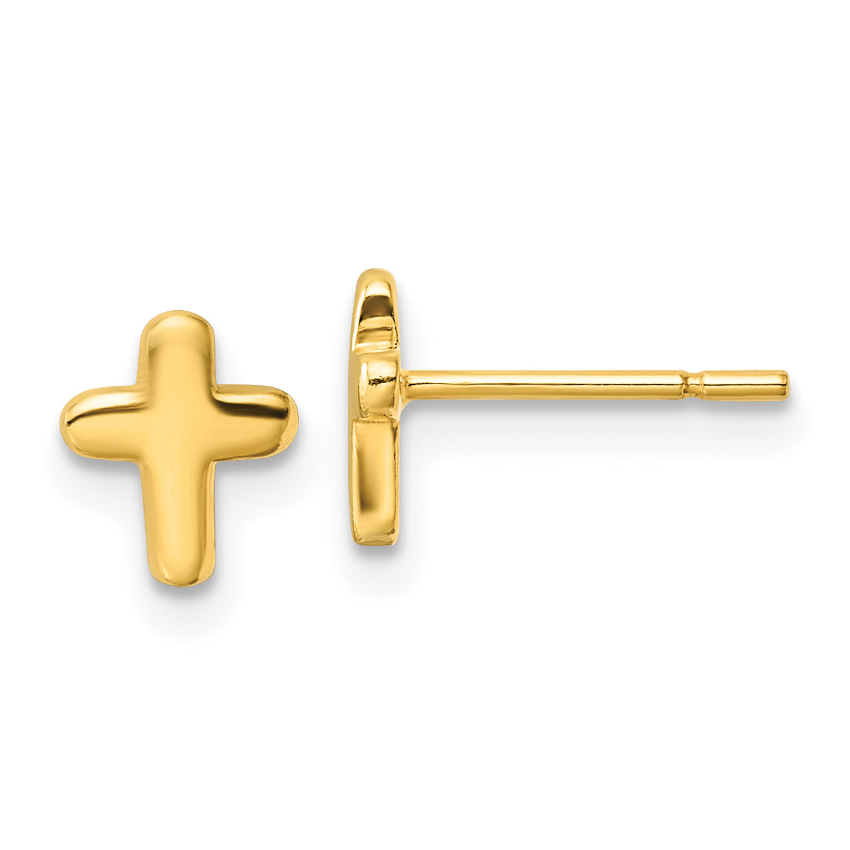 Sterling Silver Gold-tone Polished Cross Post Earrings