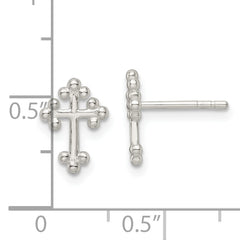 Sterling Silver Polished Budded Cross Post Earrings