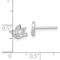 Sterling Silver Polished CZ Dove Post Earrings