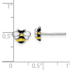 Sterling Silver RH-plated Enamel Bumblebee Children's Post Earrings