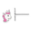 Sterling Silver Rhodium-plated Polished Multi-color Enamel Unicorn Head Children's Post Earrings