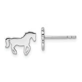 Sterling Silver Rhodium-plated Polished Horse Children's Post Earrings