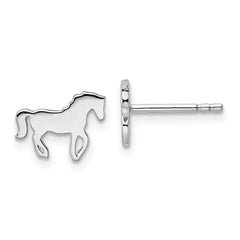 Sterling Silver Rhodium-plated Polished Horse Children's Post Earrings