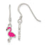 Sterling Silver Rhod-pltd Pink Enamel Flamingo Children's Dangle Earrings