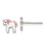 Sterling Silver Polished Multi-color Enameled Unicorn Children's Post Earrings