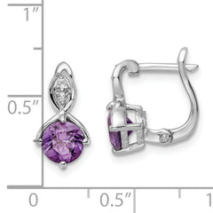 SS Rhod-plated 1.48tw Amethyst/White Topaz Hinged Earrings