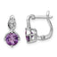 SS Rhod-plated 1.48tw Amethyst/White Topaz Hinged Earrings