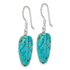 Sterling Silver Recon. Magnesite Leaf Shepherd Hook Earrings
